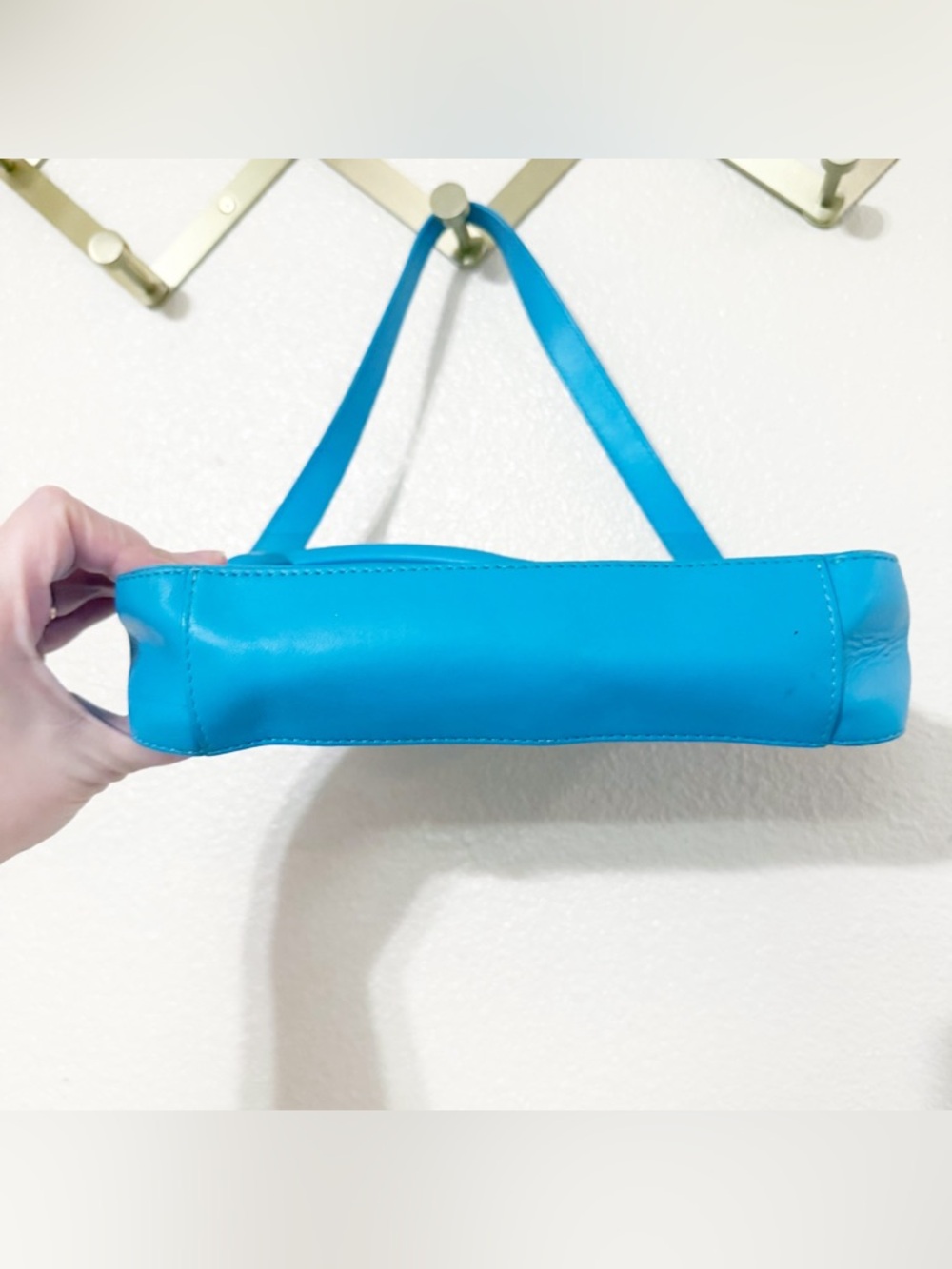 Mansur Gavriel M Frame Baguette Bag Shoulder Bright Blue Leather Purse $545 MSRP - Picture 11 of 15
